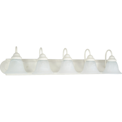 Nuvo Lighting 60/335  Ballerina - 5 Light - 36" - Vanity with Alabaster Glass Bell Shades in Textured White Finish